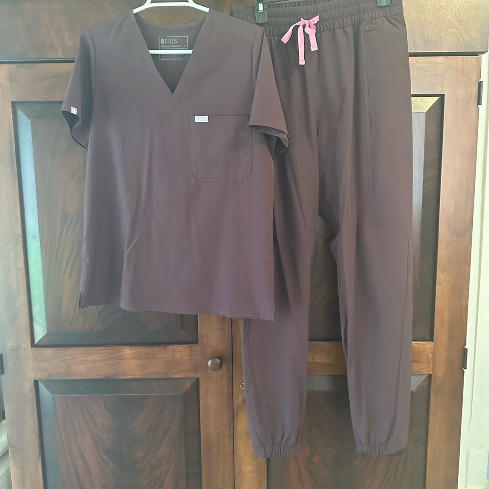 Chocolate Brown FIGS scrubs set